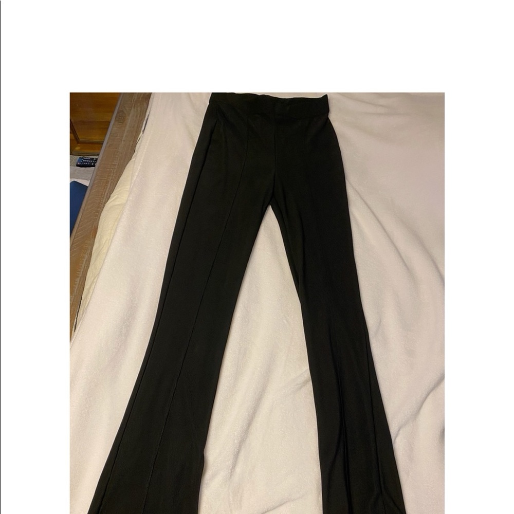 Black S Split Flared Stretch Pants - image 3